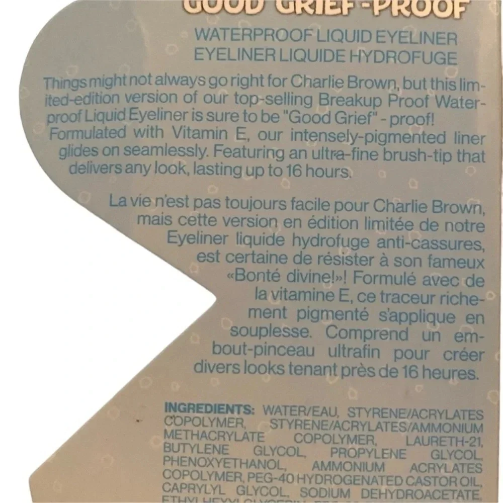 WET N WILD Peanuts Good Grief-Proof Waterproof 16 Hour Liquid Eyeliner NWT NIP